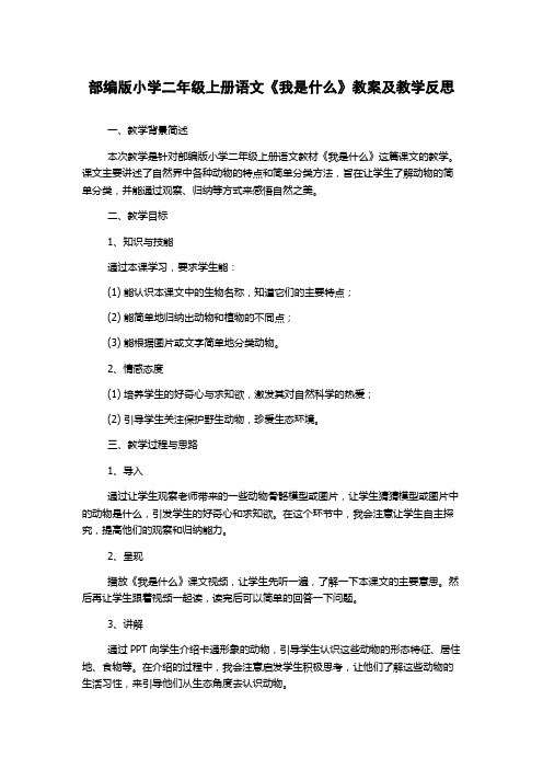 部编版小学二年级上册语文《我是什么》教案及教学反思