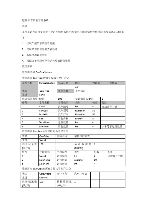 汽车销售管理   系统