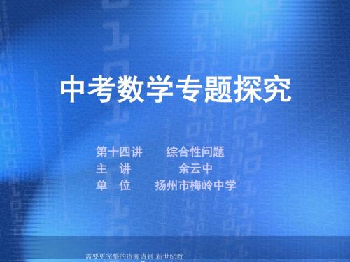 2009年江苏13县市中考数学专题探究十三综合性问题