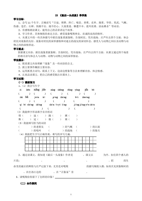 23、《最后一头战象》导学案