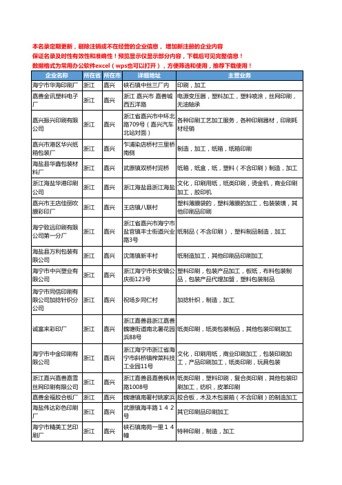 新版浙江省嘉兴加工印刷工商企业公司商家名录名单联系方式大全400家