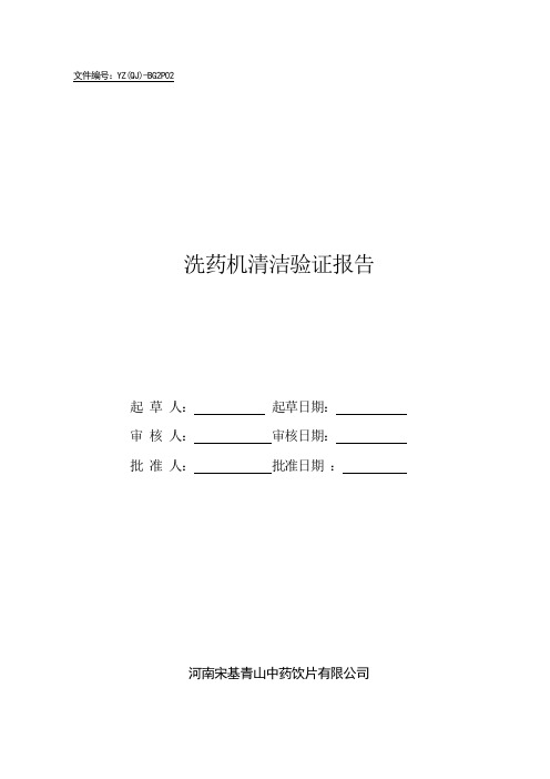 洗药机清洗验证报告