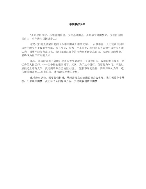中国梦好少年 少年强则国强