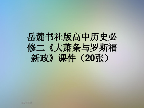 岳麓书社版高中历史必修二《大萧条与罗斯福新政》课件(20张)
