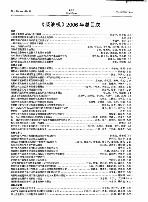 《柴油机》2006年总目次