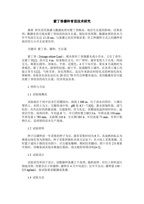 紫丁香播种育苗技术研究