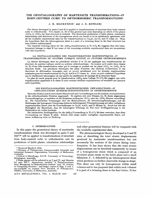 The crystallography of martensite transformations IV