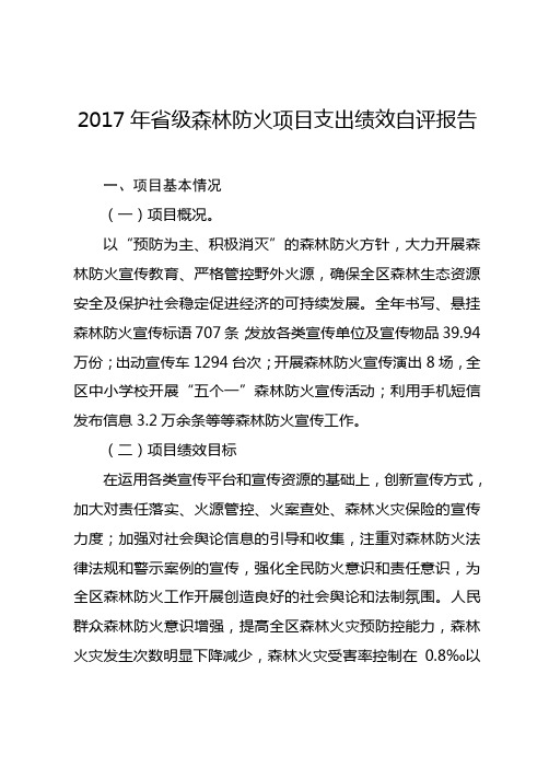 省级森林防火项目支出绩效自评报告.doc