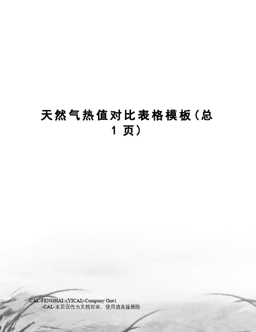 天然气热值对比表格模板