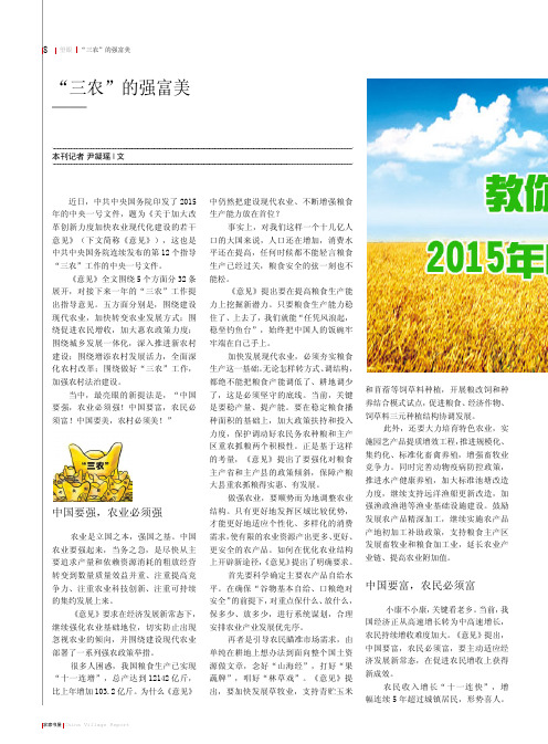“三农”的强富美——聚焦2015中央一号文件
