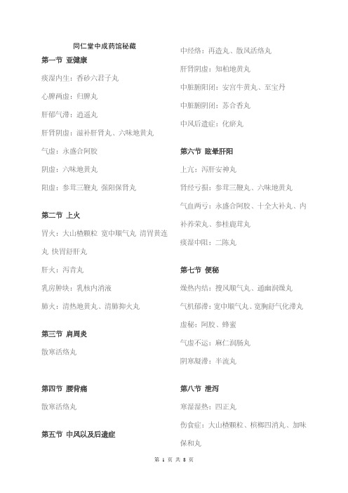 同仁堂中成药馆秘藏