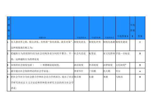 电大社会学概论答案