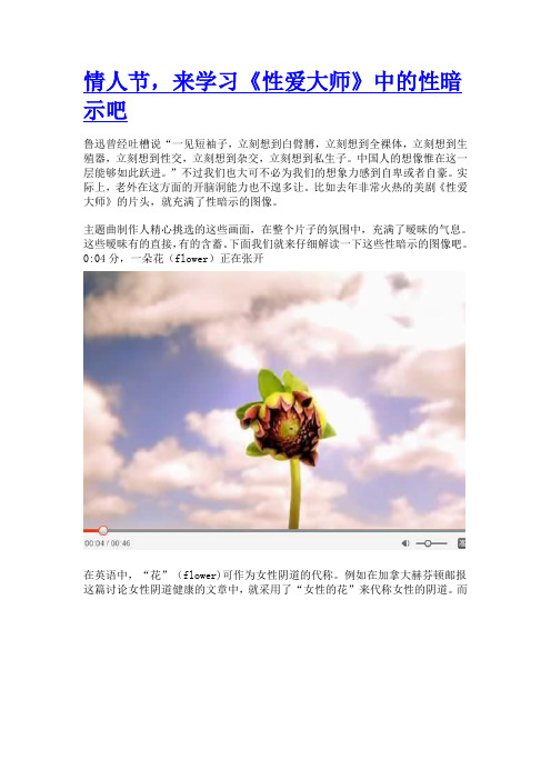 来学习《性爱大师》中的性暗示吧