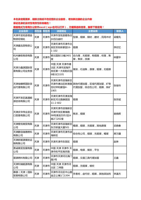 2020新版天津市烟煤工商企业公司名录名单黄页大全32家