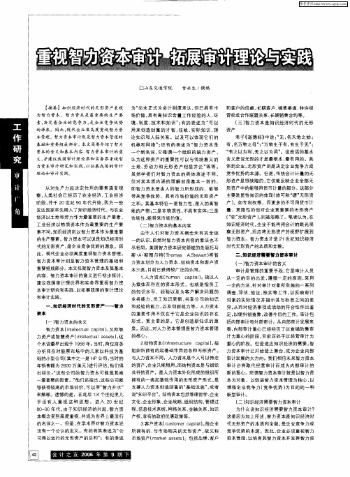 重视智力资本审计 拓展审计理论与实践