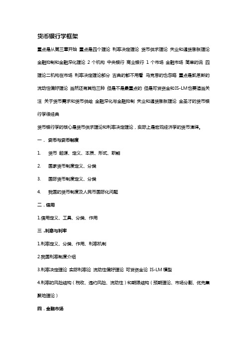 五道口货币银行学框架