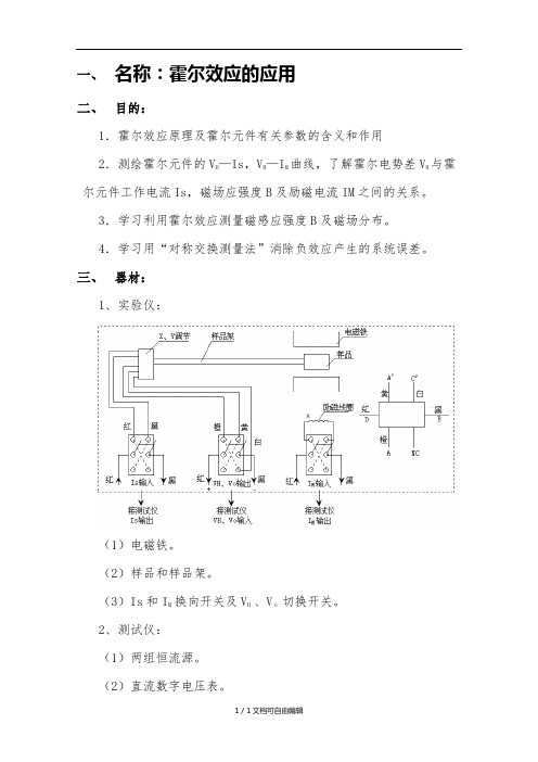 霍尔效应的应用实验报告
