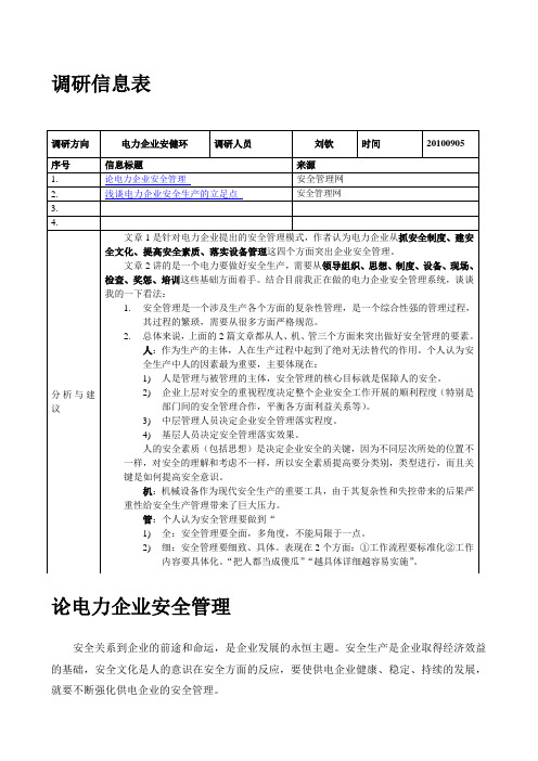 ZX市场调研分析_电力企业安全管理_20100905刘钦
