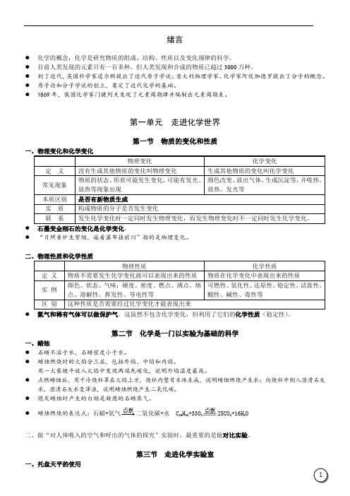 九年级上册化学笔记
