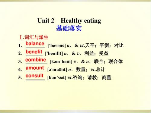 高考英语大一轮复习 Book3  Unit 2  Healthy eating课件 新人教版