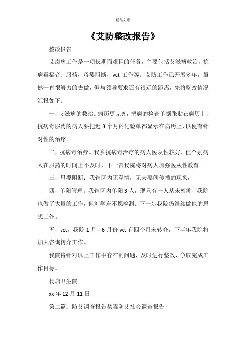《艾防整改报告》