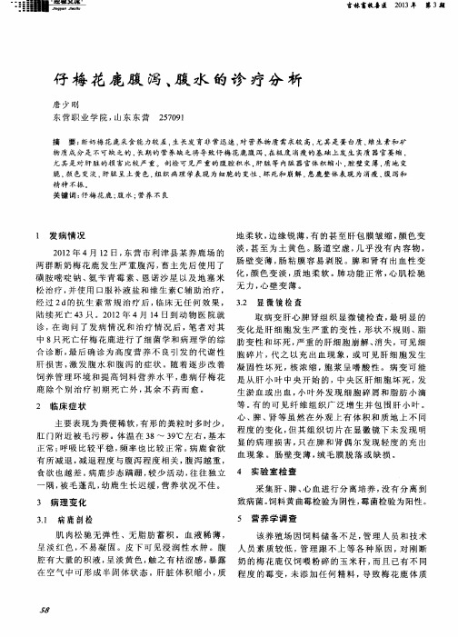 仔梅花鹿腹泻、腹水的诊疗分析