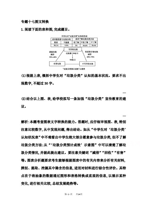 高三语文一轮课案训练：专题十七 图文转换(含答案)