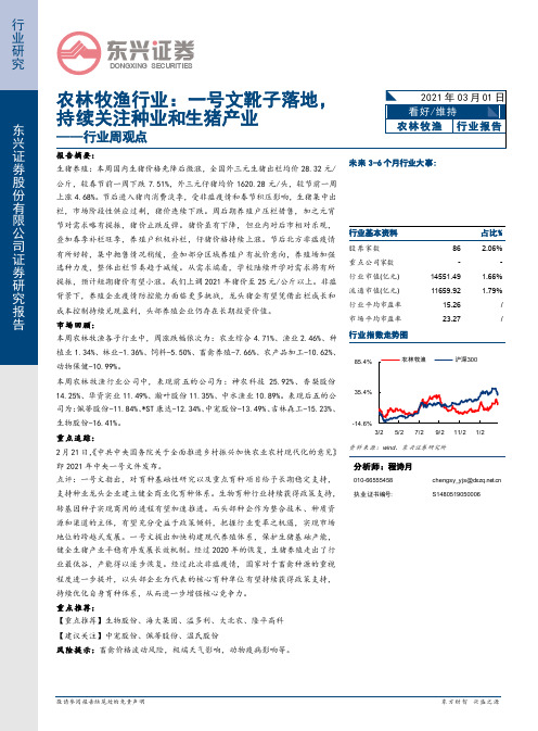 农林牧渔行业周观点：一号文靴子落地，持续关注种业和生猪产业