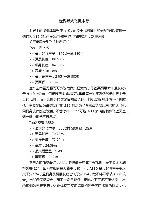 世界最大飞机排行