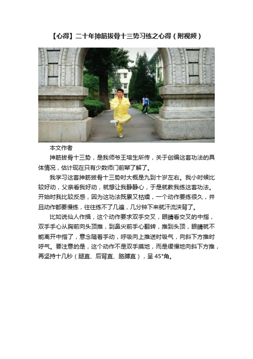 【心得】二十年抻筋拔骨十三势习练之心得（附视频）