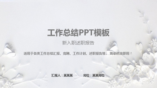 漂亮PPT-新入职述职报告