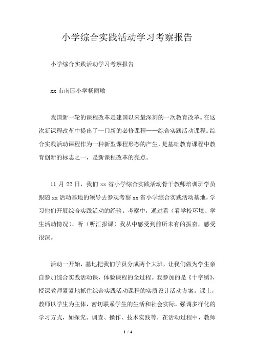小学综合实践活动学习考察报告