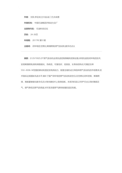 G12V190ZLDT燃气发动机