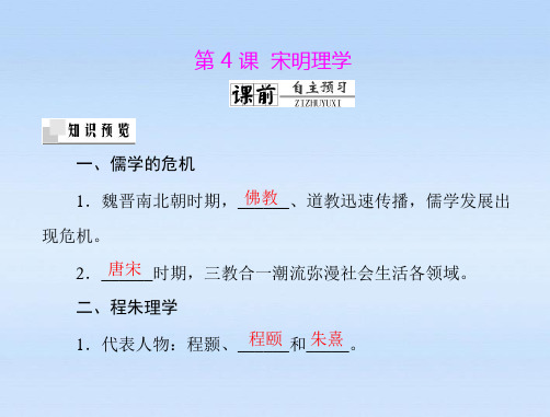 《随堂优化训练》2012年高中历史 第一单元 第4课 宋明理学课件 文 岳麓版必修3