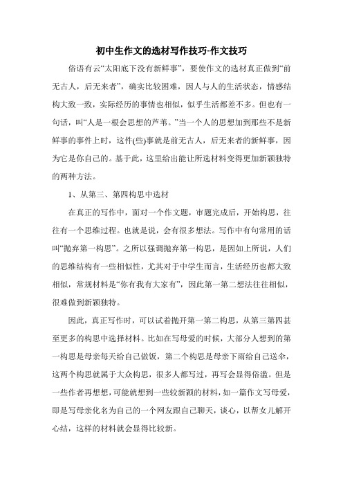 初中生作文的选材写作技巧-作文技巧.doc