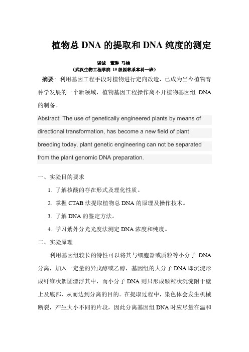 7[实验七]植物基因DNA的提取及纯度与含量测定