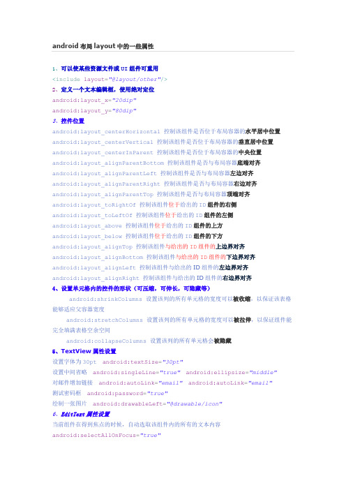 android布局layout中的一些属性(DOC)
