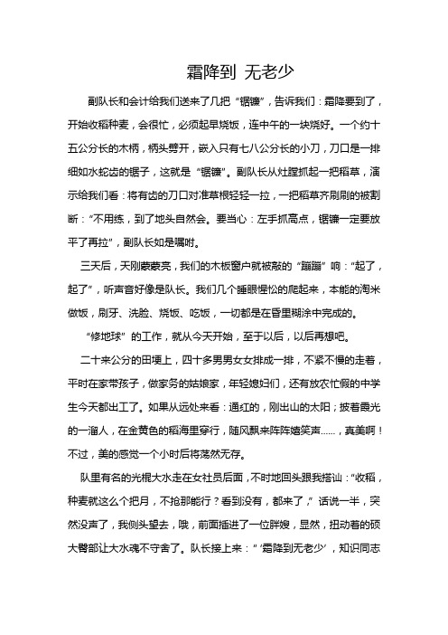 霜降到 无老少