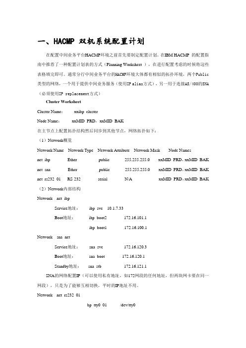 中间业务平台HACMP安装配置指南