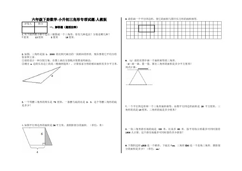 六年级下册数学-小升初三角形专项试题-12-人教版