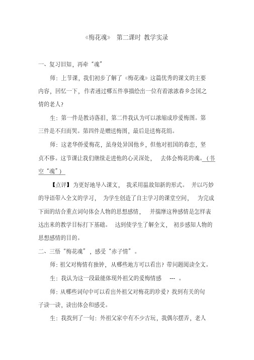 《梅花魂》第二课时教学实录