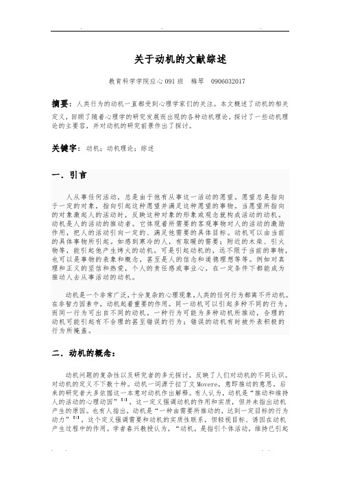关于动机的文献综述