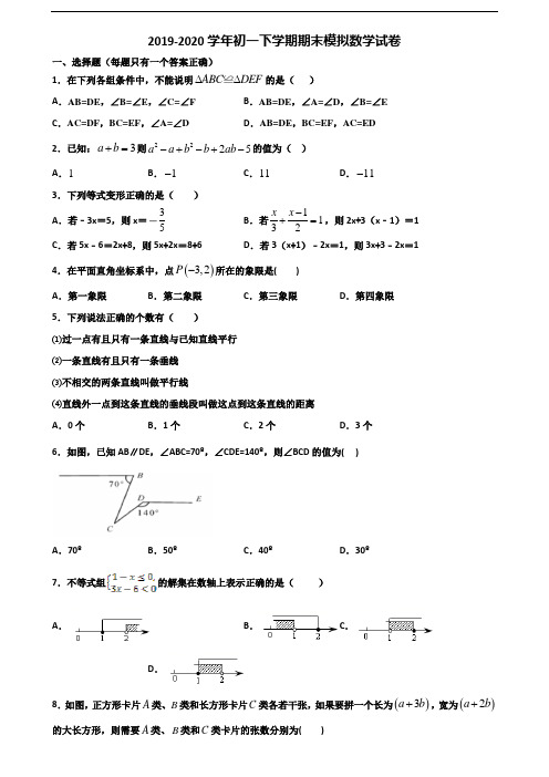 ★试卷3套汇总★黑龙江省伊春市2020年初一下学期期末数学考试试题
