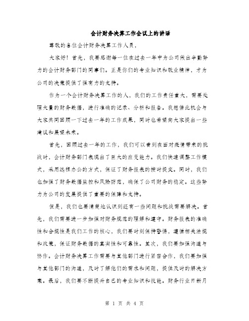 会计财务决算工作会议上的讲话(2篇)