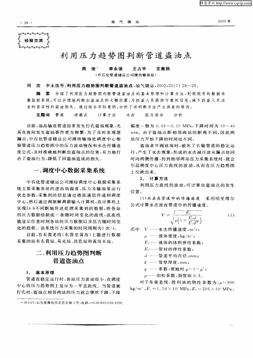 利用压力趋势图判断管道盗油点
