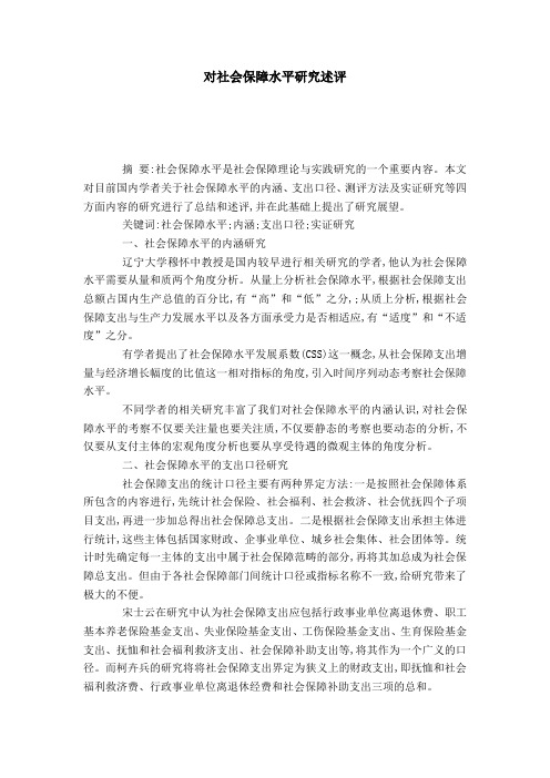 对社会保障水平研究述评