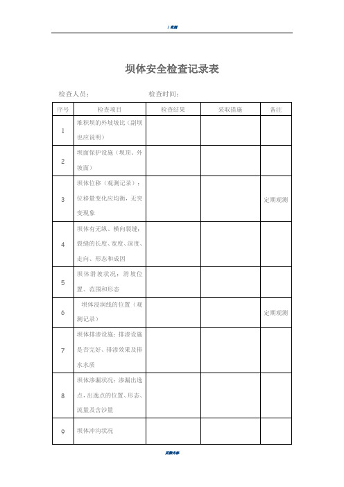 尾矿库安全检查记录表