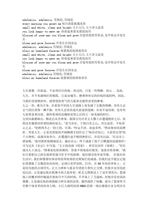雪绒花歌词