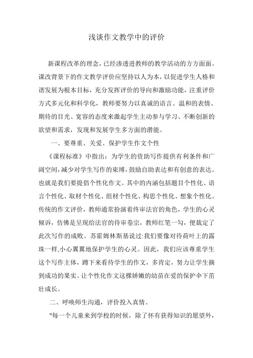 浅谈作文教学的评价 文档