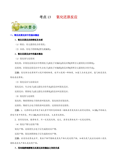 专题13 氧化还原反应-高考全攻略之备战2018年高考化学考点一遍过